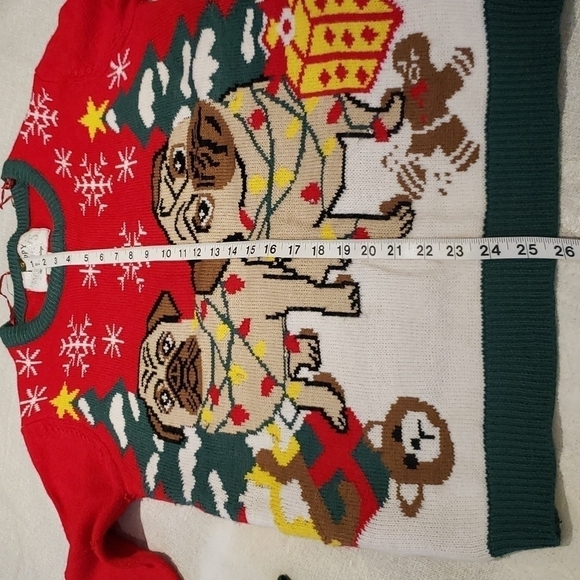 𝅺happy Holidays Urban Heritage Ugly Christmas Sweater Dogs Pugs Lights Up Rec - Picture 10 of 13